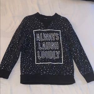H&M sweatshirt, black/white splatter style, S 4-6